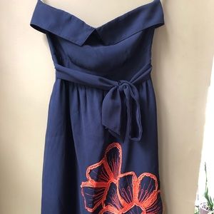 Strapless Navy Dress